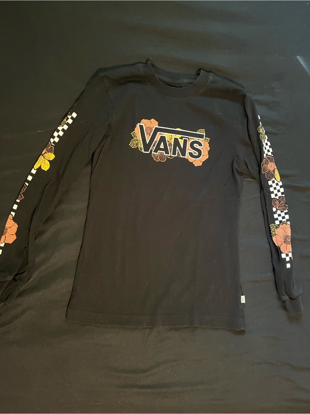 Vans Black Crewneck Tee with Checkerboard Logo